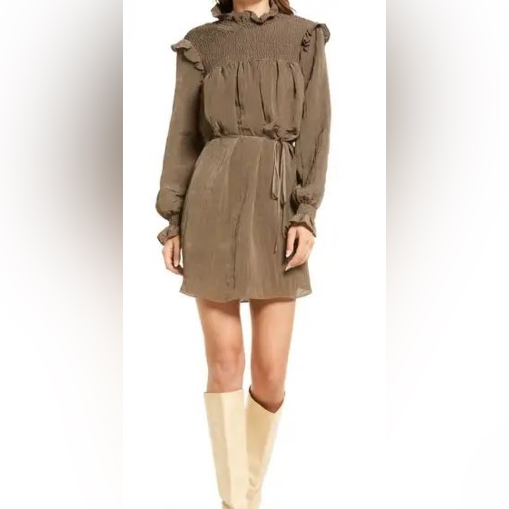 French Connection 71REP babydoll dress, deep moss, large